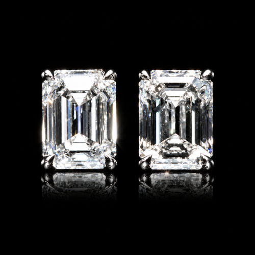 4.03 CT emerald cut diamond stud earrings by Dan Mor Diamonds