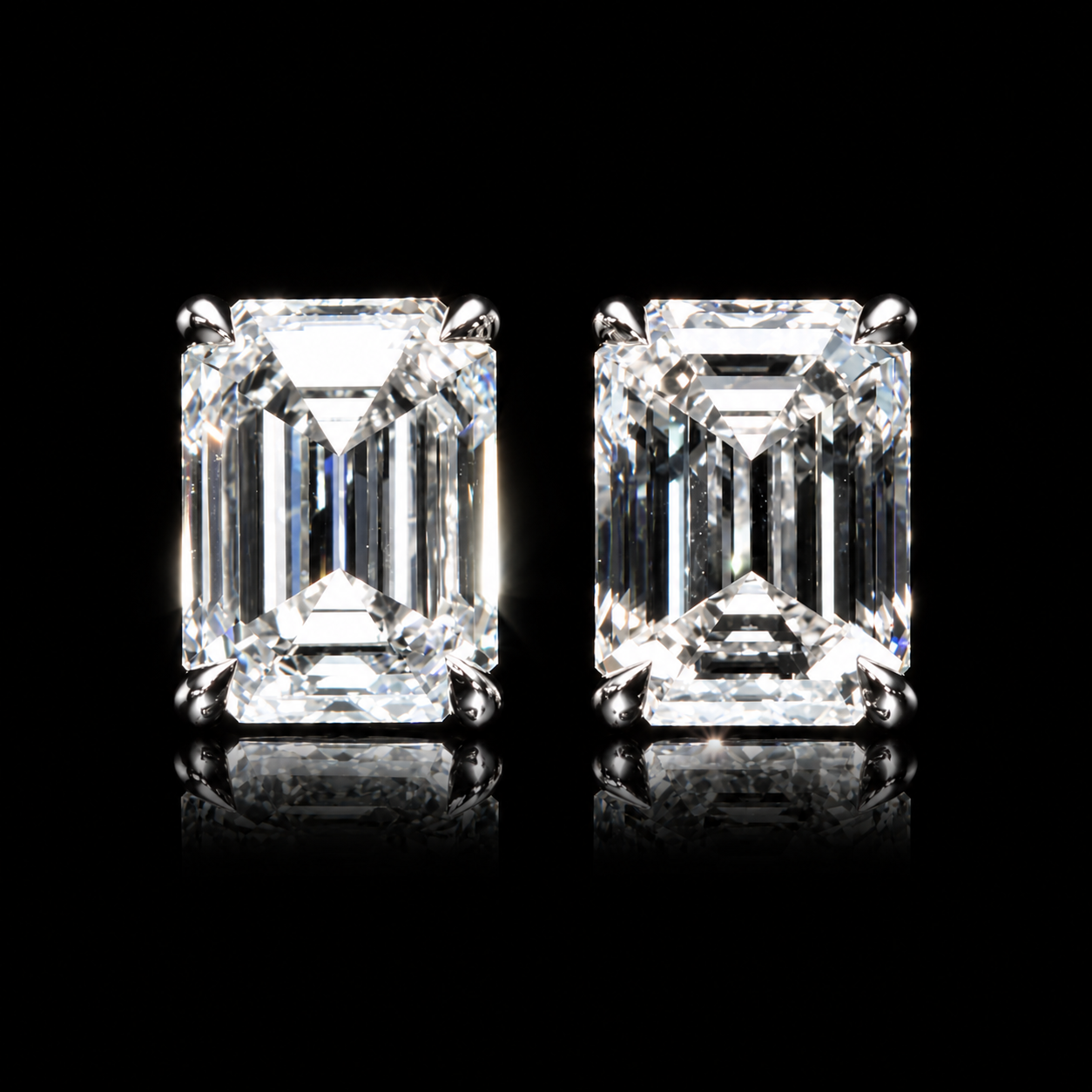 4.03 CT emerald cut diamond stud earrings by Dan Mor Diamonds