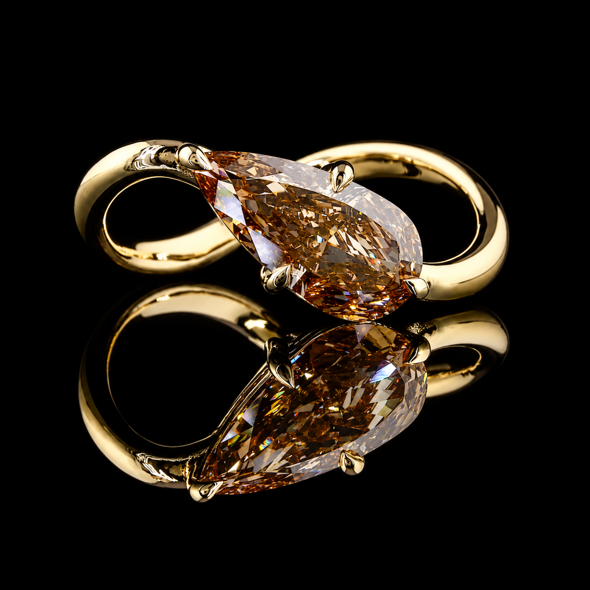 Pear Diamond Bypass Ring