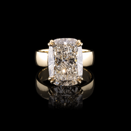 5.15 CT classic cushion solitaire diamond ring with 5 CT center diamond by Dan Mor Diamonds