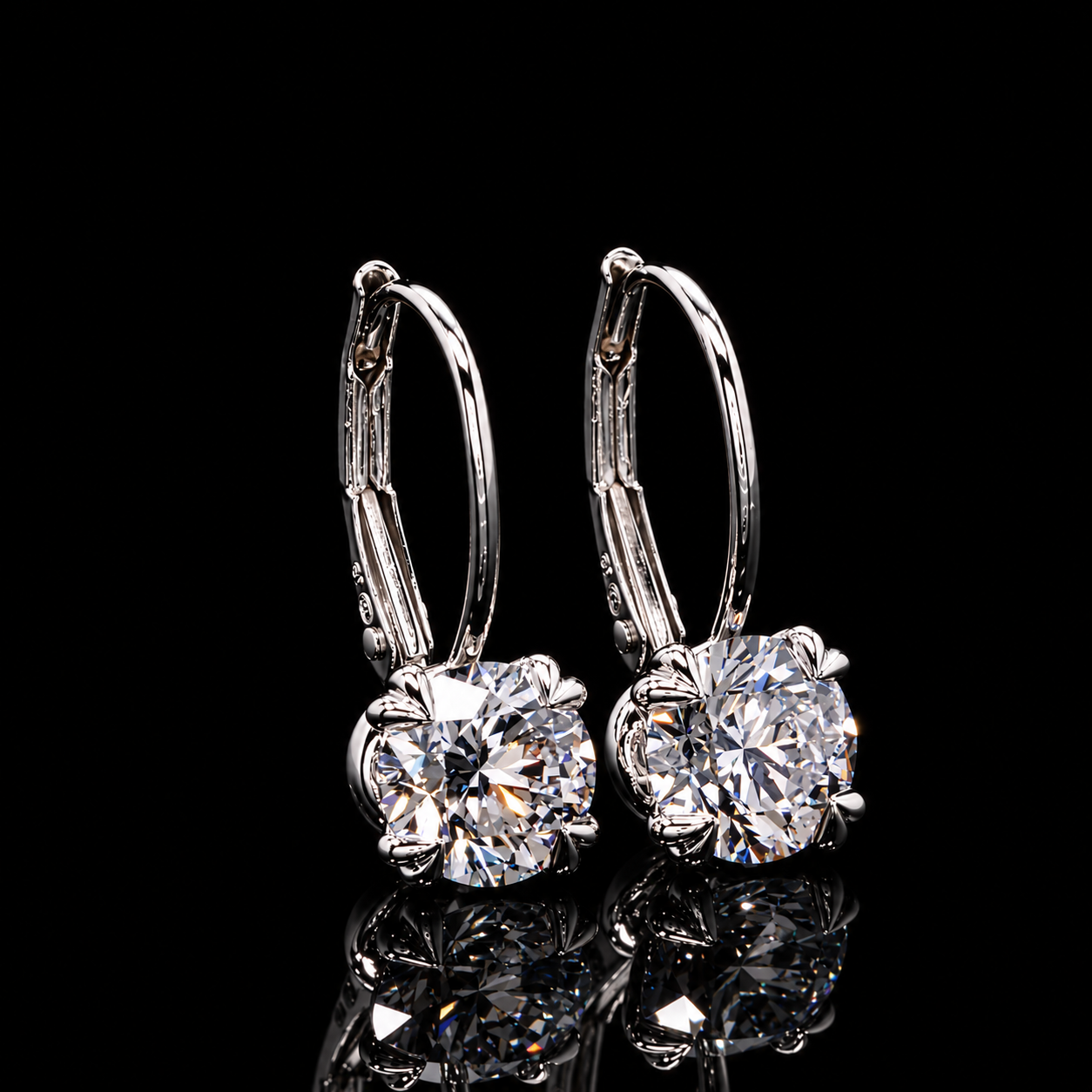 Dan Mor Elle Round Brilliant Leverback Earrings