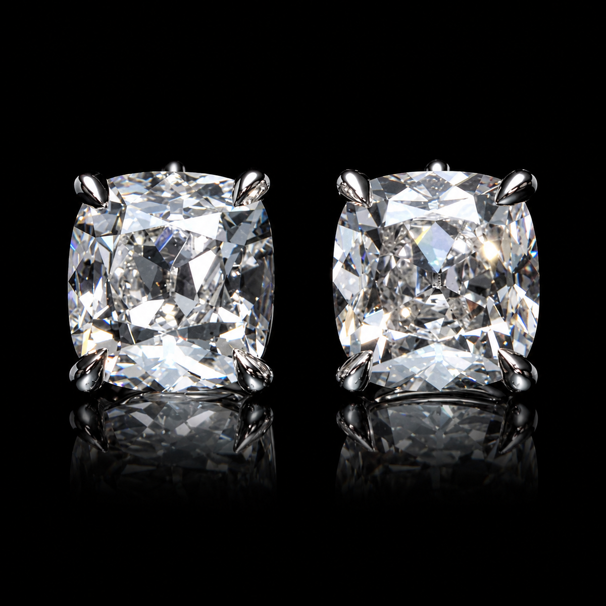 3.00 CT Old Mine Brilliant cut diamond stud earrings by Dan Mor Diamonds