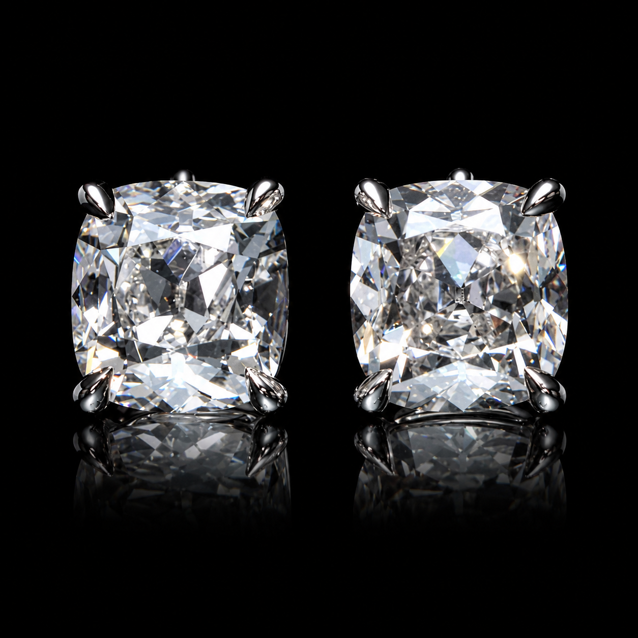3.00 CT Old Mine Brilliant cut diamond stud earrings by Dan Mor Diamonds