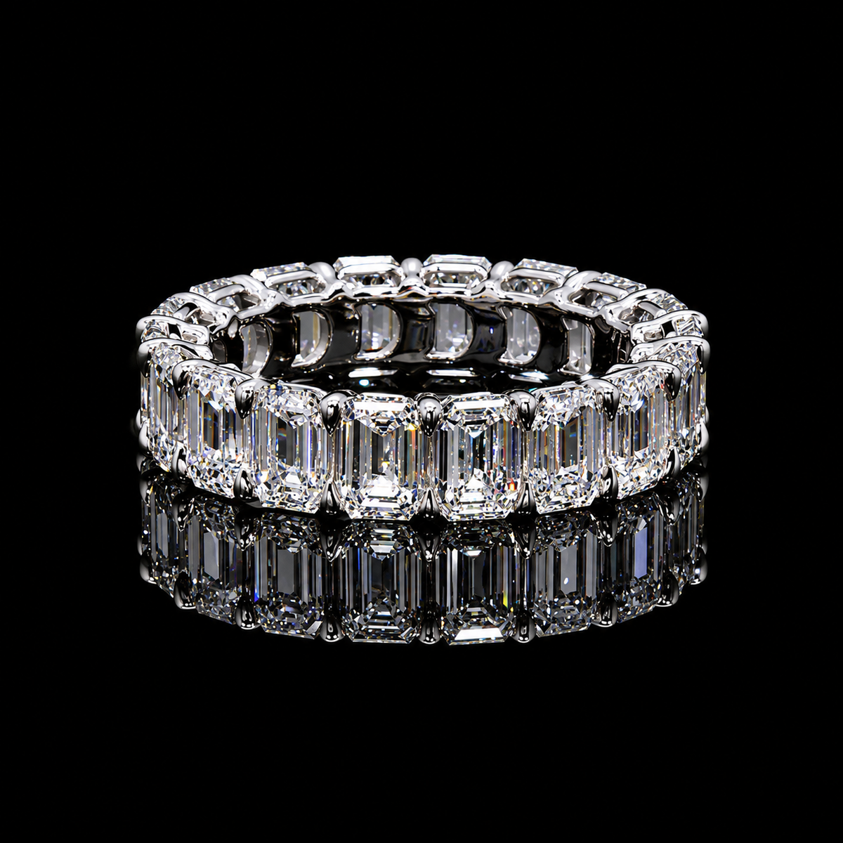LARGE EMERALD LAB DIAMOND ETERNITY BAND