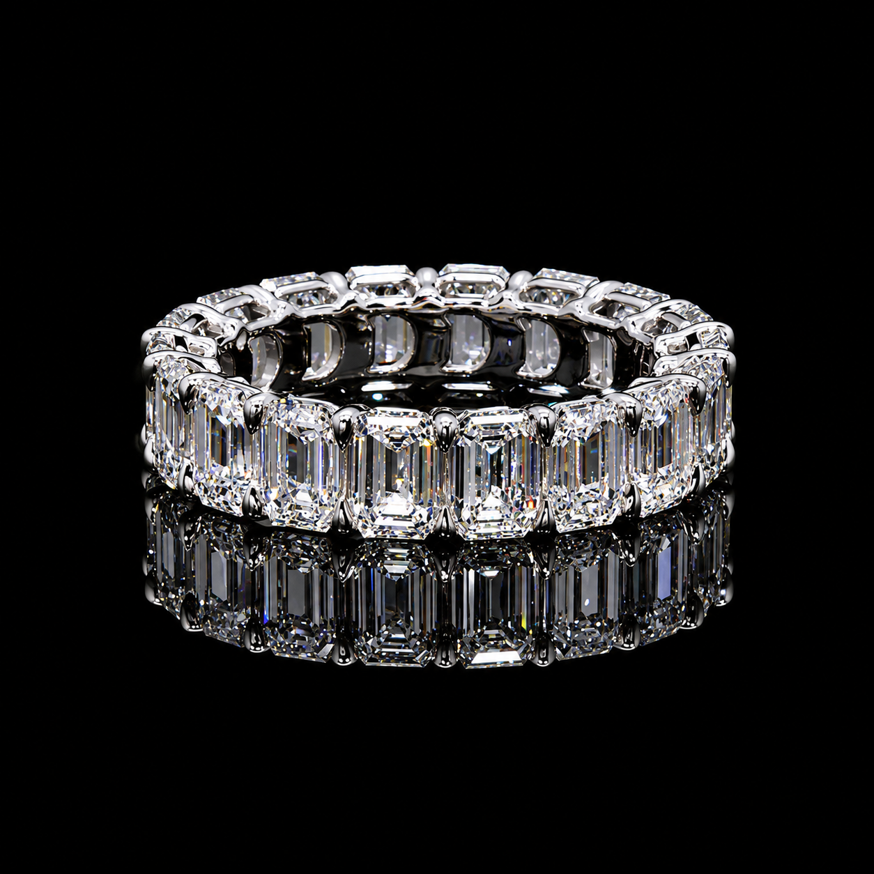 LARGE EMERALD LAB DIAMOND ETERNITY BAND