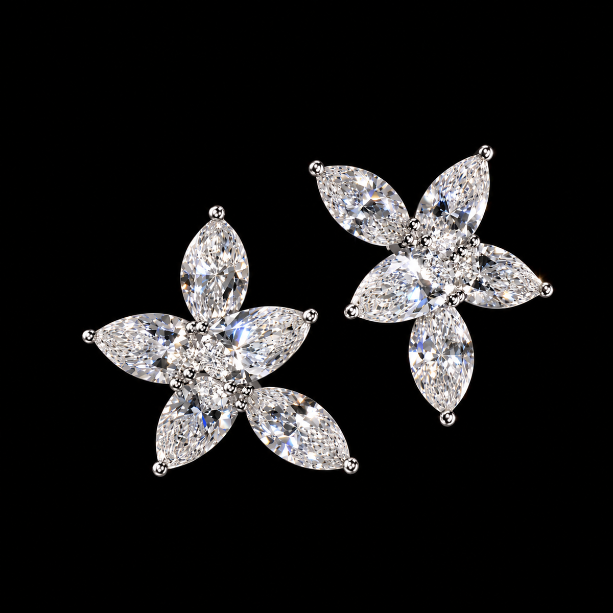Pear & Marquise Floral Stud Earrings