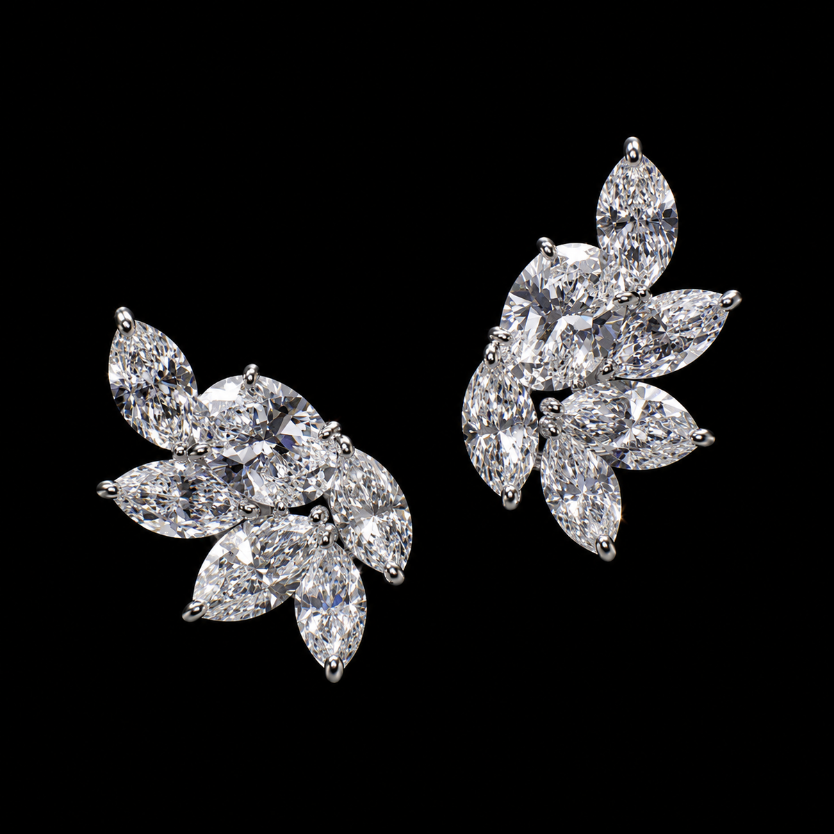 4.26 CT oval and marquise diamond earrings by Dan Mor Diamonds