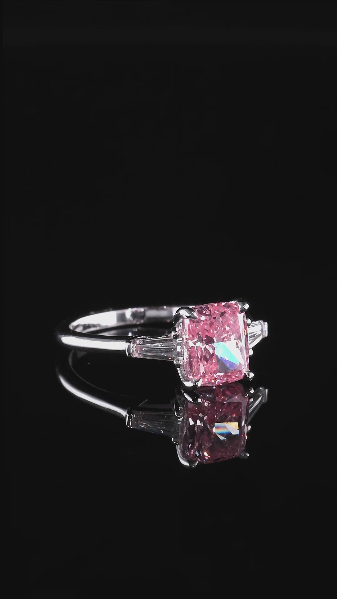 Pink Radiant Cut Diamond Tapered Baguette Ring Dan Mor Diamonds