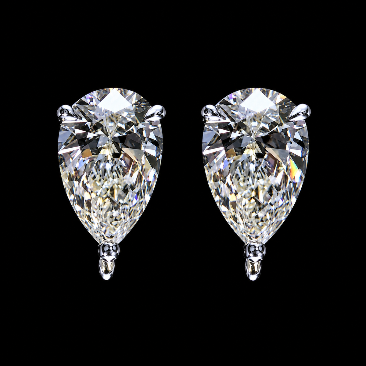 2.02 CT pear shape diamond stud earrings by Dan Mor Diamonds