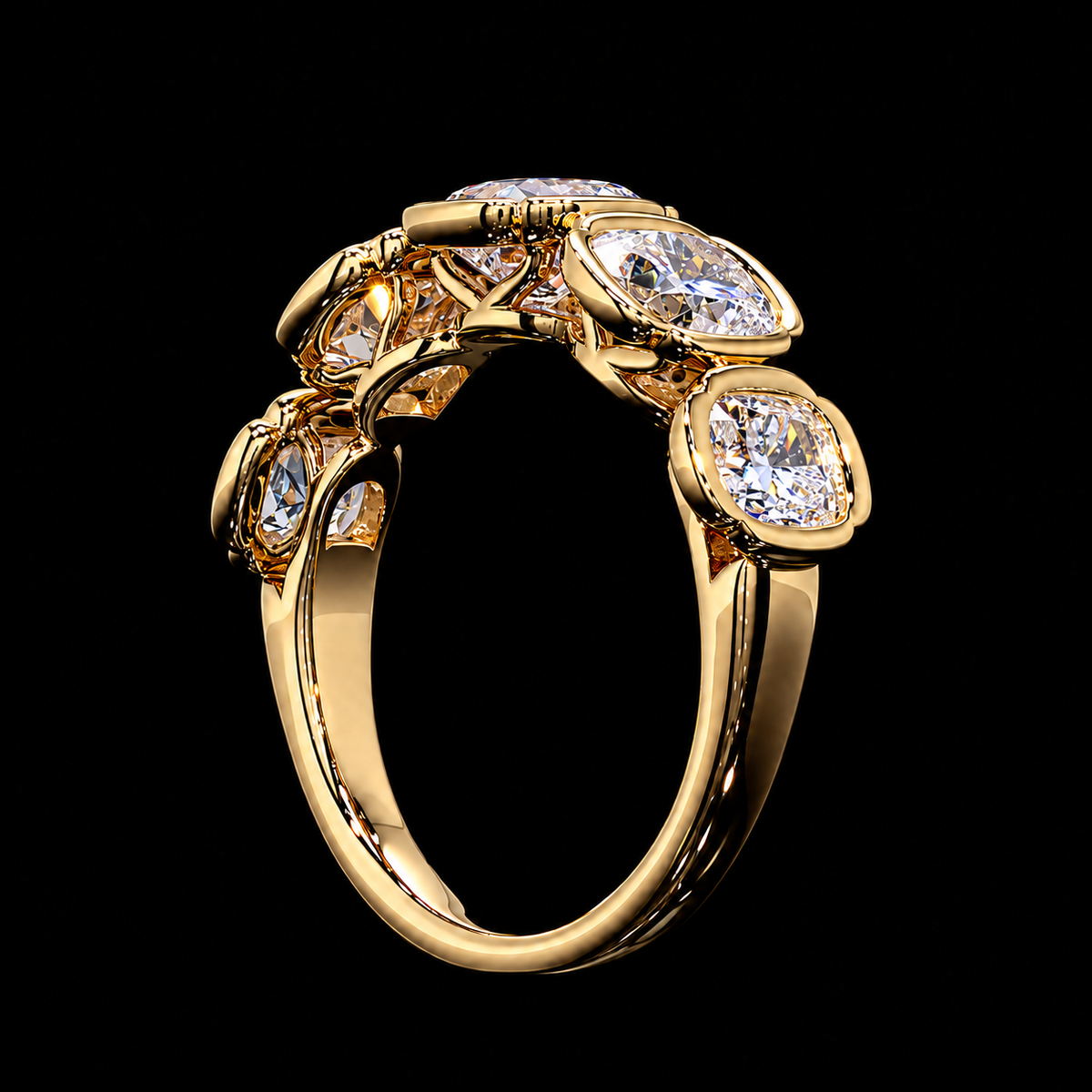 5-Stone Cushion Diamond Band