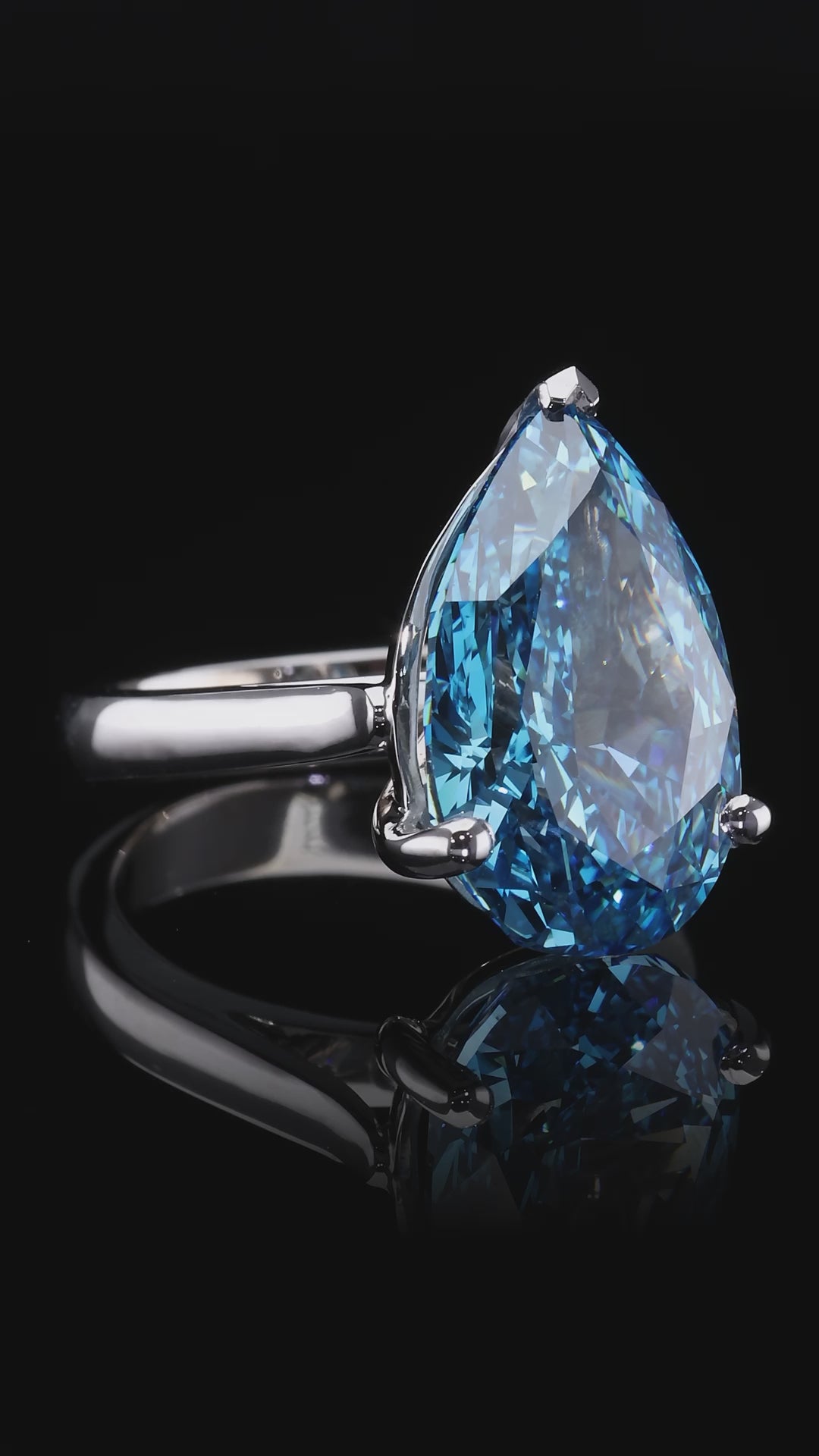 Blue Pear Diamond Ring