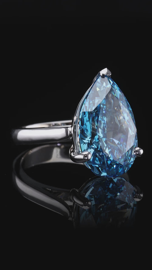 Blue Pear Diamond Ring
