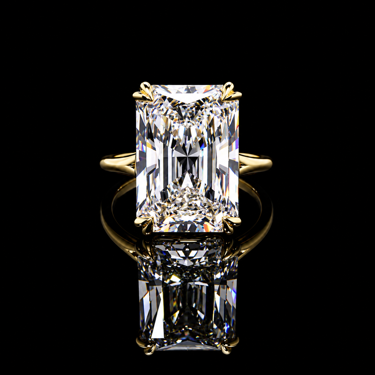 Approx. 11 CT Radiant solitaire lab-grown diamond ring with double-prong setting by Dan Mor Diamonds